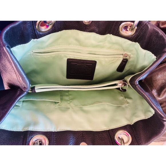 Coach penelope F15894 BLACK pebble Leather large Satchel BAG PURSE shoulder bag - Picture 6 of 6